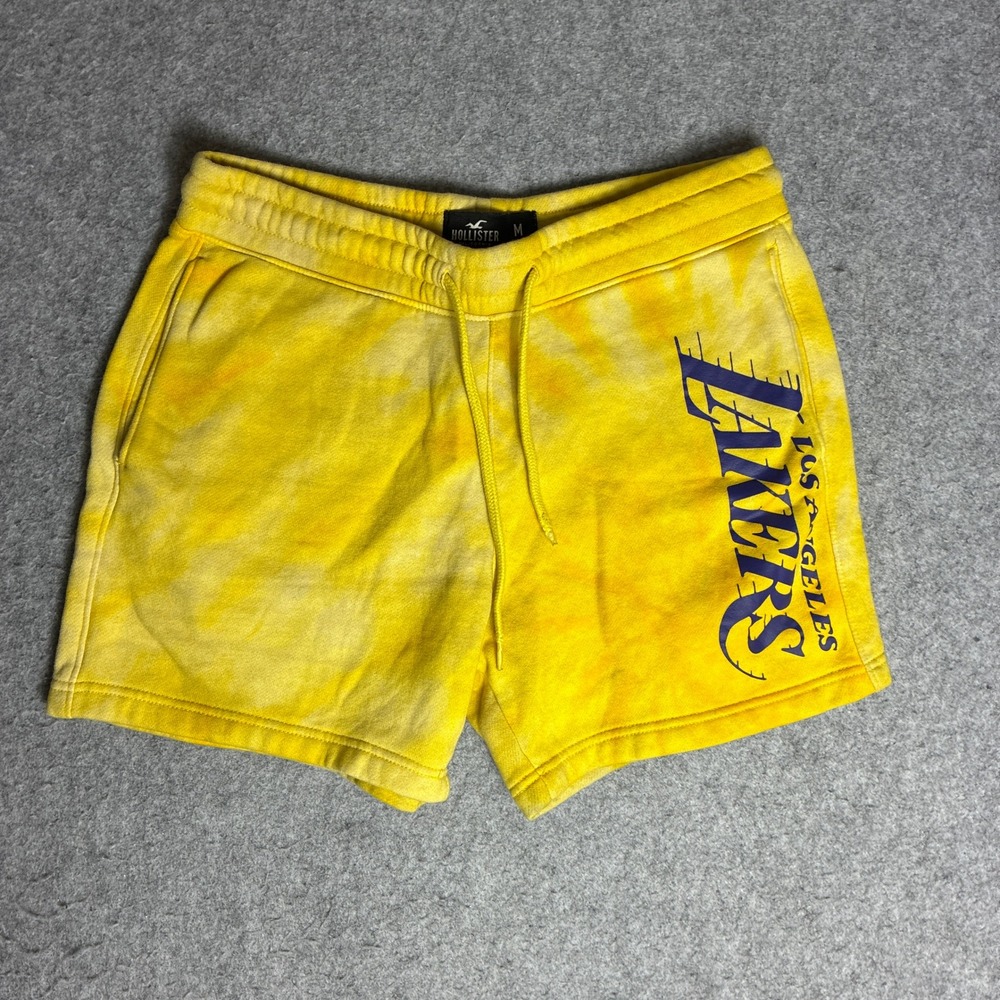 Hollister Los Angeles Lakers Tie Dye Sweat Shorts Mens Medium Yellow NBA Purple